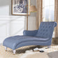 Glam Genuine Leather Chaise Lounge Indoor One Armed Floor Chair Blue Clearhalo 'Chairs & Seating' 'Chaise Lounge' 'chaise_lounge' 'furn' 'furn_chaise_lounge' 'Furniture' 'Living Room Furniture' 7108487