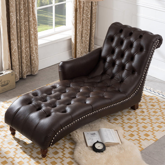 Glam Genuine Leather Chaise Lounge Indoor One Armed Floor Chair Clearhalo 'Chairs & Seating' 'Chaise Lounge' 'chaise_lounge' 'furn' 'furn_chaise_lounge' 'Furniture' 'Living Room Furniture' 7108491