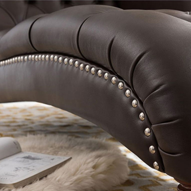Glam Genuine Leather Chaise Lounge Indoor One Armed Floor Chair Clearhalo 'Chairs & Seating' 'Chaise Lounge' 'chaise_lounge' 'furn' 'furn_chaise_lounge' 'Furniture' 'Living Room Furniture' 7108496
