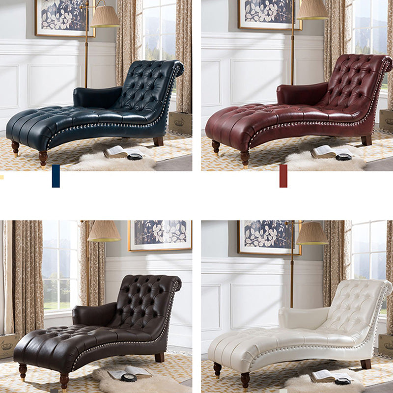 Glam Genuine Leather Chaise Lounge Indoor One Armed Floor Chair Clearhalo 'Chairs & Seating' 'Chaise Lounge' 'chaise_lounge' 'furn' 'furn_chaise_lounge' 'Furniture' 'Living Room Furniture' 7108497