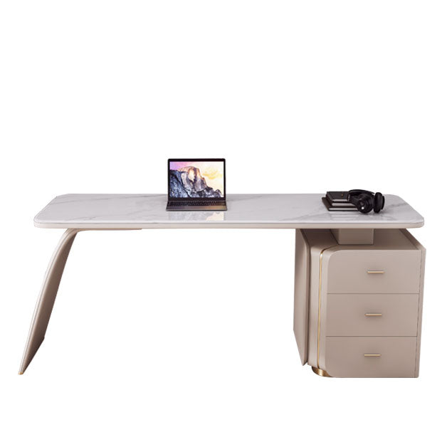 3 Drawers Task Desk Rectangular Shaped Office Desk in White for Office Clearhalo 'furn' 'furn_office_desk' 'Furniture' 'Office Desks' 'Office Furniture' 'office_desk' 7114303