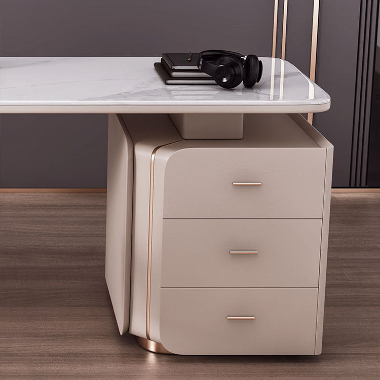 3 Drawers Task Desk Rectangular Shaped Office Desk in White for Office Clearhalo 'furn' 'furn_office_desk' 'Furniture' 'Office Desks' 'Office Furniture' 'office_desk' 7114305