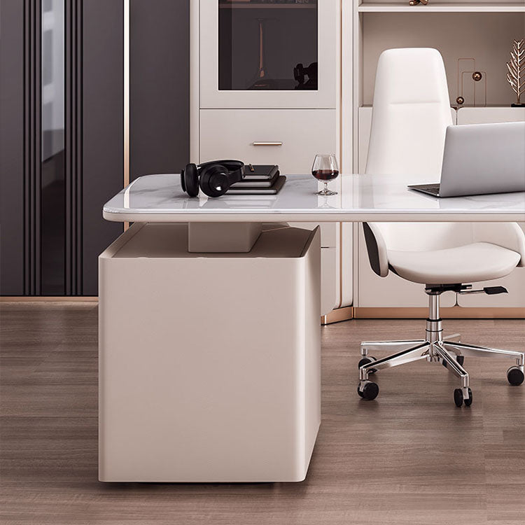 3 Drawers Task Desk Rectangular Shaped Office Desk in White for Office Clearhalo 'furn' 'furn_office_desk' 'Furniture' 'Office Desks' 'Office Furniture' 'office_desk' 7114306