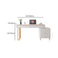Modern Stone Office Desk Rectangular Shape Task Desk with 5-Drawers in White