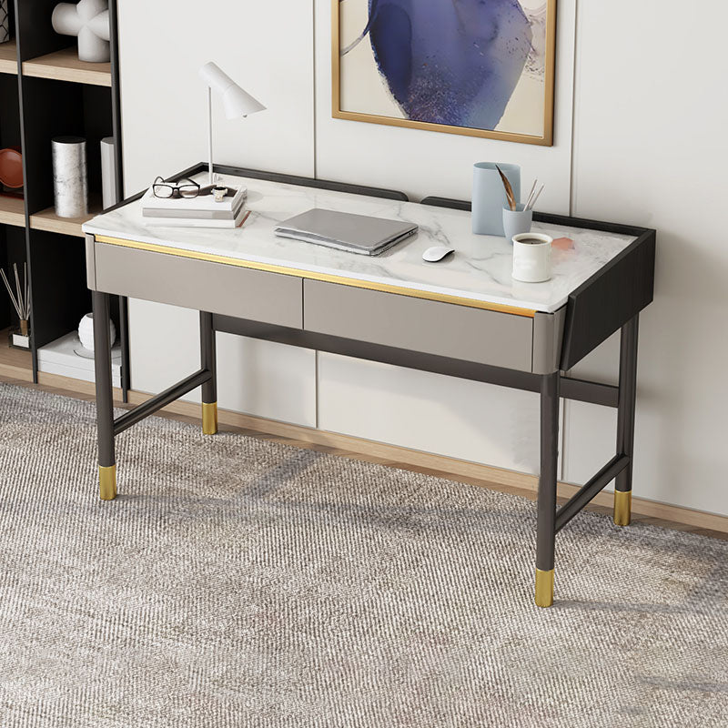 2 cajones escritorio de oficina contemporáneo escritorio de computadora antiguo con patas de metal