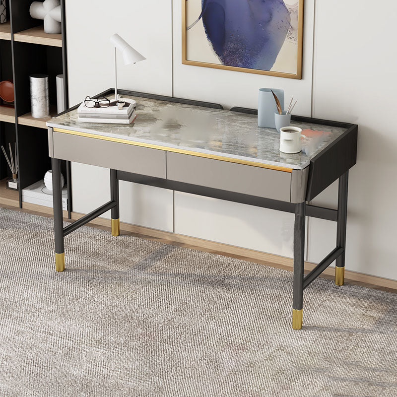 2 cajones escritorio de oficina contemporáneo escritorio de computadora antiguo con patas de metal