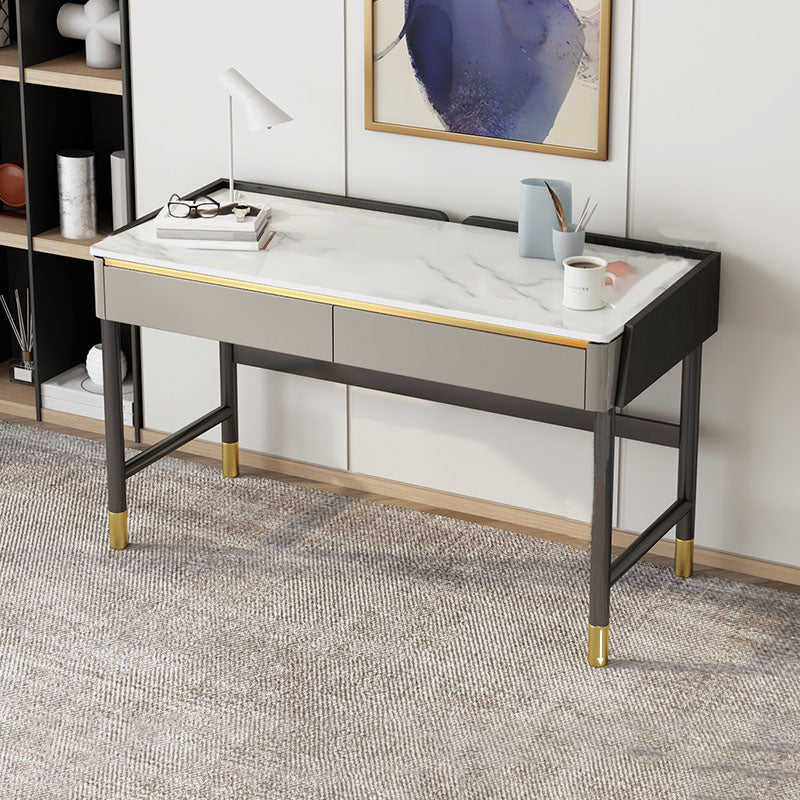 2 cajones escritorio de oficina contemporáneo escritorio de computadora antiguo con patas de metal