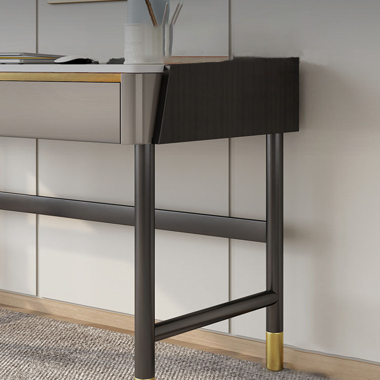 2 cajones escritorio de oficina contemporáneo escritorio de computadora antiguo con patas de metal