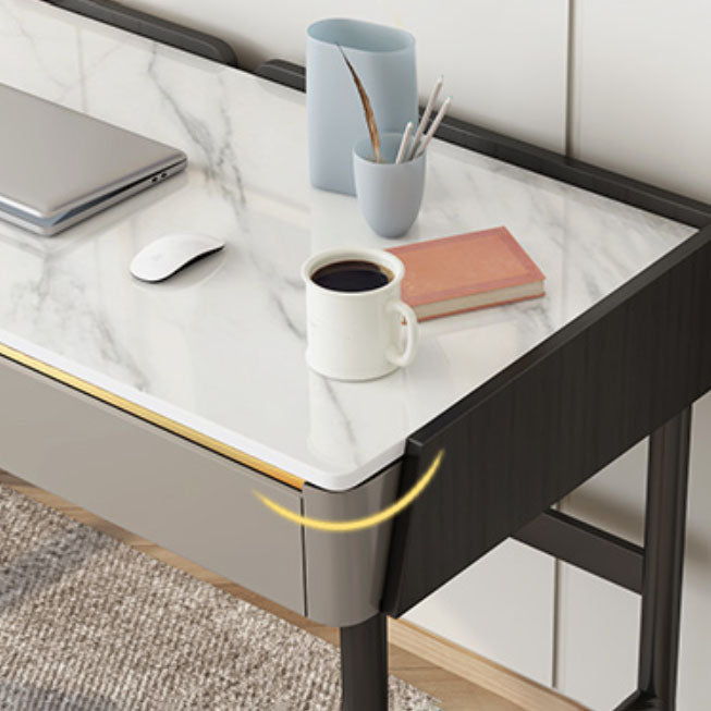 2 cajones escritorio de oficina contemporáneo escritorio de computadora antiguo con patas de metal