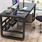 Rectangular Glass Top Office Desk Antique Finish Computer Desk with Metal Legs Clearhalo 'furn' 'furn_office_desk' 'Furniture' 'Office Desks' 'Office Furniture' 'office_desk' 7114424