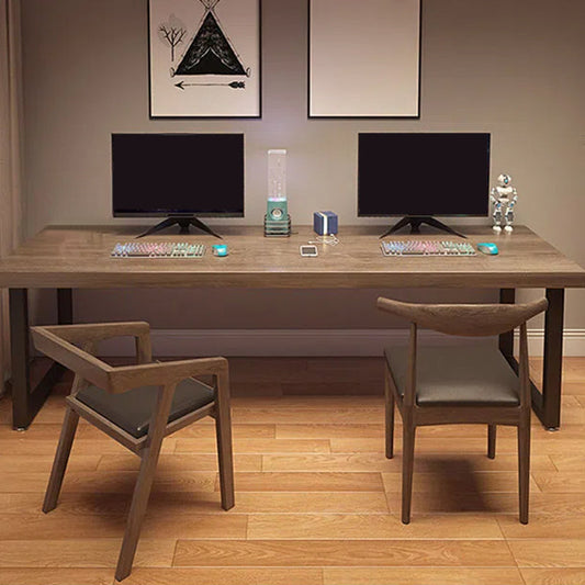 Industrial Solid Wood Computer Desk Sled Base 29.53" Tall Gaming Desk Clearhalo 'furn' 'furn_office_desk' 'Furniture' 'Office Desks' 'Office Furniture' 'office_desk' 7114520