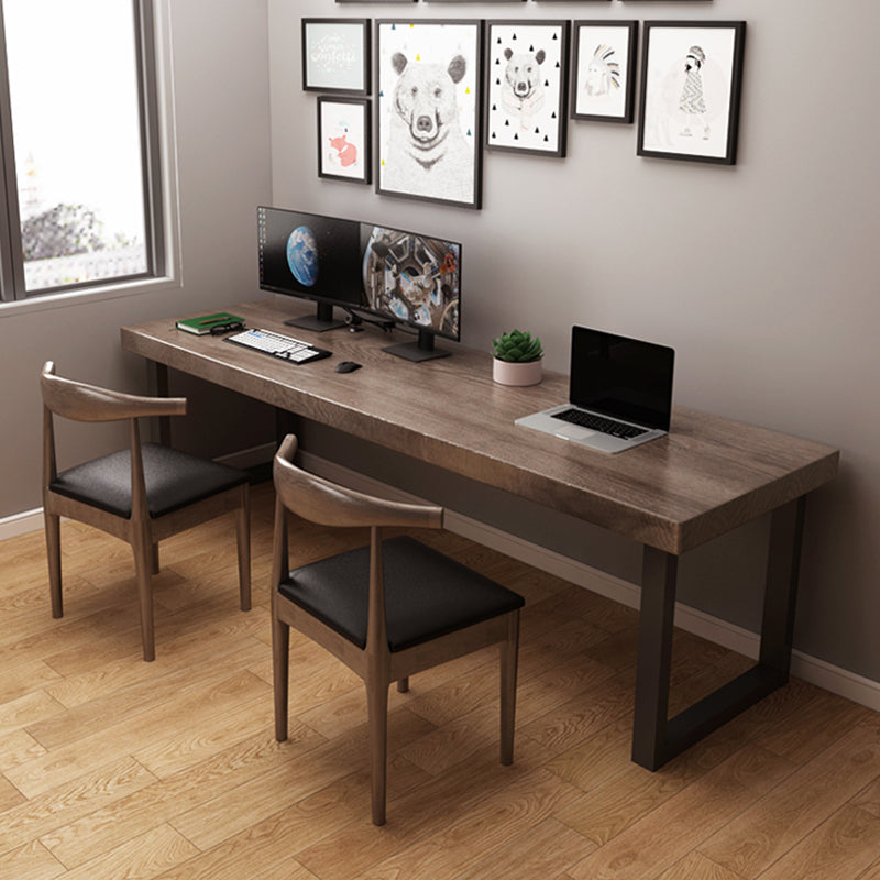 Industrial Solid Wood Computer Desk Sled Base 29.53" Tall Gaming Desk Clearhalo 'furn' 'furn_office_desk' 'Furniture' 'Office Desks' 'Office Furniture' 'office_desk' 7114526