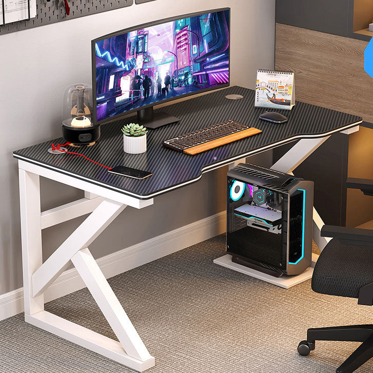 Modern Style Computer Desk Rectangular Shaped Task Desk in White/Black for Home Clearhalo 'furn' 'furn_office_desk' 'Furniture' 'Office Desks' 'Office Furniture' 'office_desk' 7114540