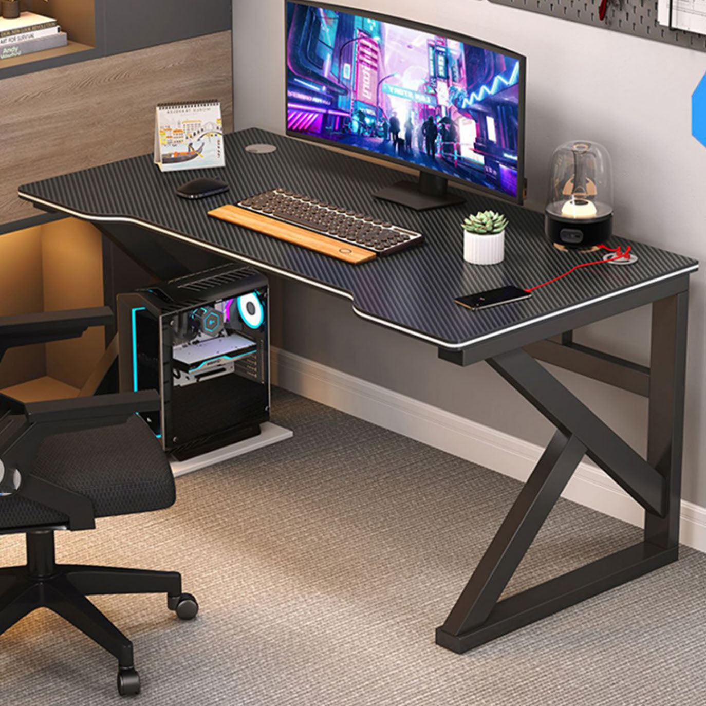 Modern Style Computer Desk Rectangular Shaped Task Desk in White/Black for Home Black Black Clearhalo 'furn' 'furn_office_desk' 'Furniture' 'Office Desks' 'Office Furniture' 'office_desk' 7114544