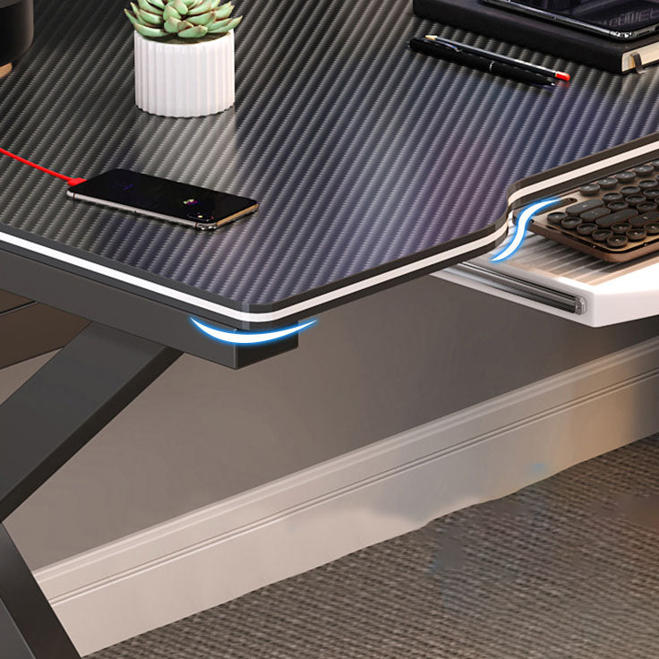 Modern Style Computer Desk Rectangular Shaped Task Desk in White/Black for Home Clearhalo 'furn' 'furn_office_desk' 'Furniture' 'Office Desks' 'Office Furniture' 'office_desk' 7114550