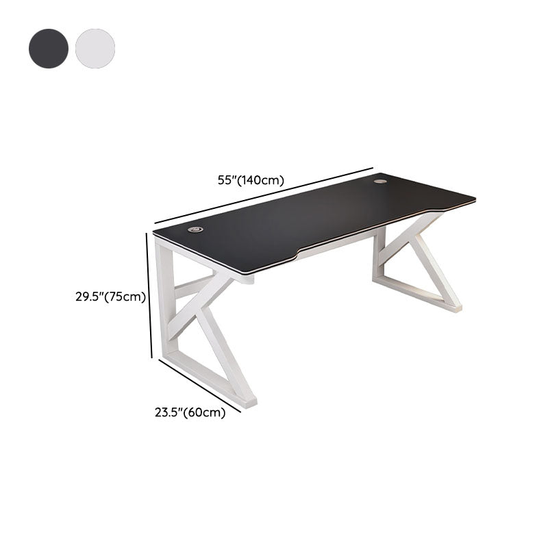 Modern Style Computer Desk Rectangular Shaped Task Desk in White/Black for Home Clearhalo 'furn' 'furn_office_desk' 'Furniture' 'Office Desks' 'Office Furniture' 'office_desk' 7114561