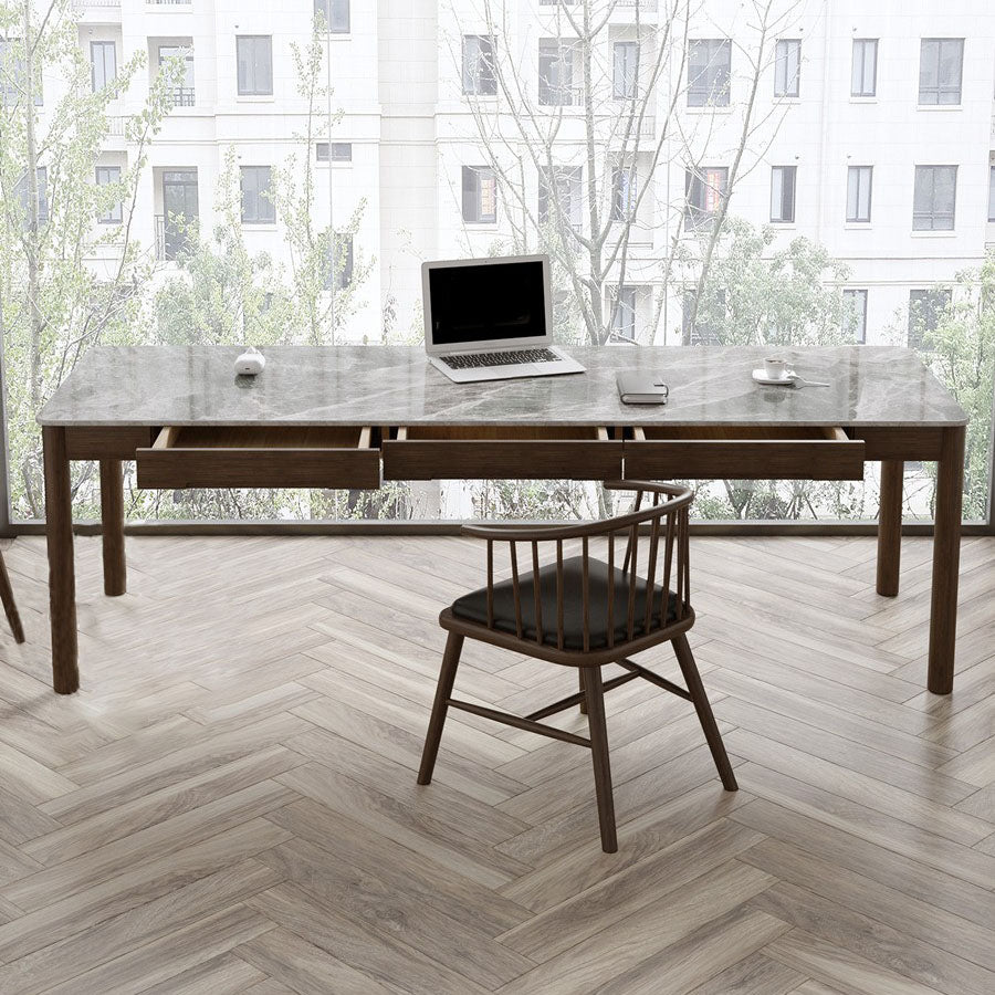 Bureau d'écriture de style industriel Bureau de tâche de forme rectangulaire en brun pour le bureau