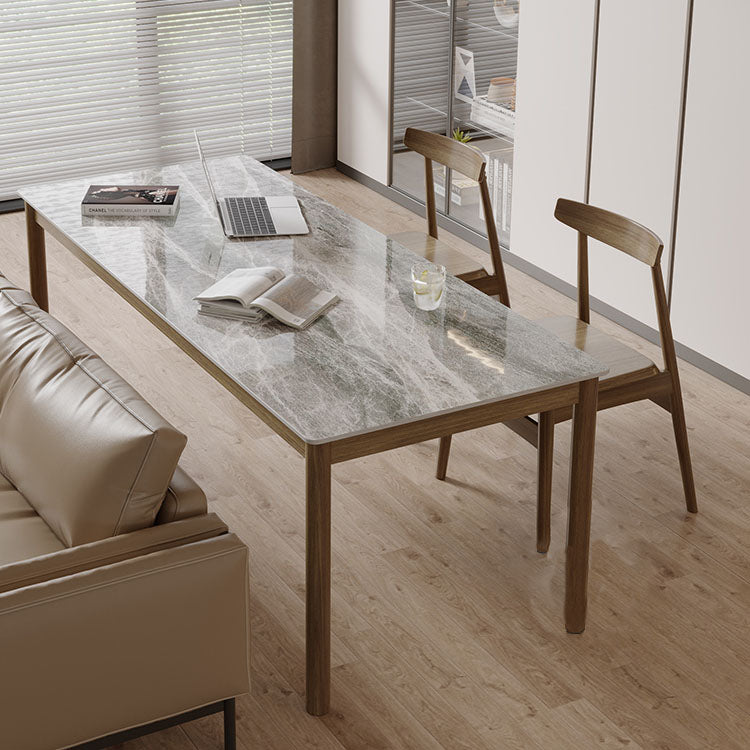 Bureau d'écriture de style industriel Bureau de tâche de forme rectangulaire en brun pour le bureau