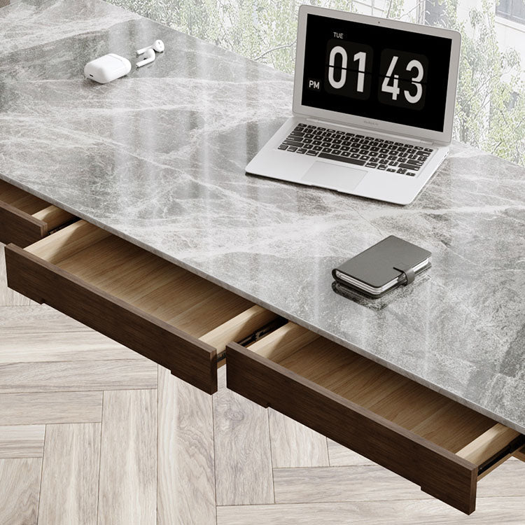 Bureau d'écriture de style industriel Bureau de tâche de forme rectangulaire en brun pour le bureau