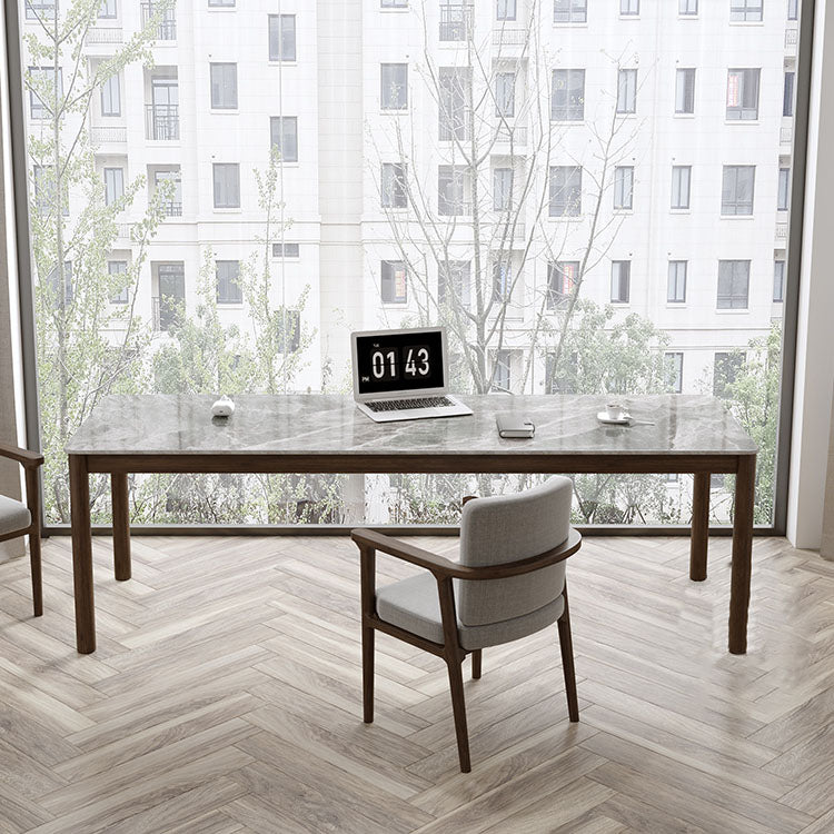 Bureau d'écriture de style industriel Bureau de tâche de forme rectangulaire en brun pour le bureau