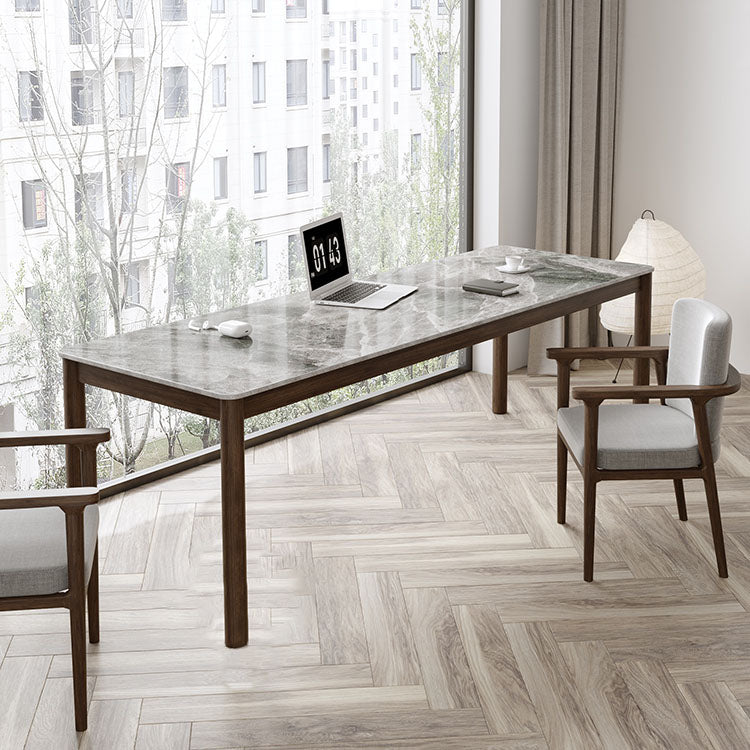 Bureau d'écriture de style industriel Bureau de tâche de forme rectangulaire en brun pour le bureau