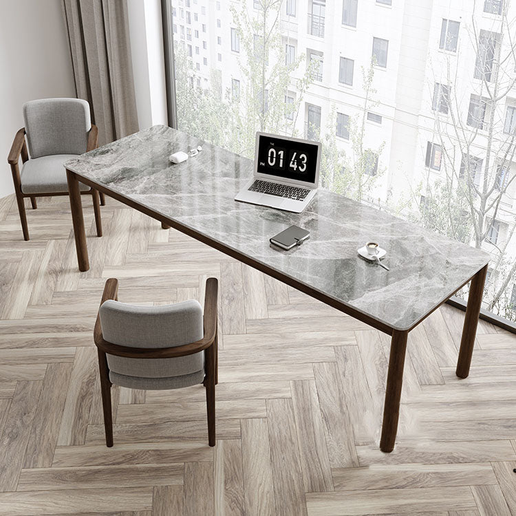 Bureau d'écriture de style industriel Bureau de tâche de forme rectangulaire en brun pour le bureau