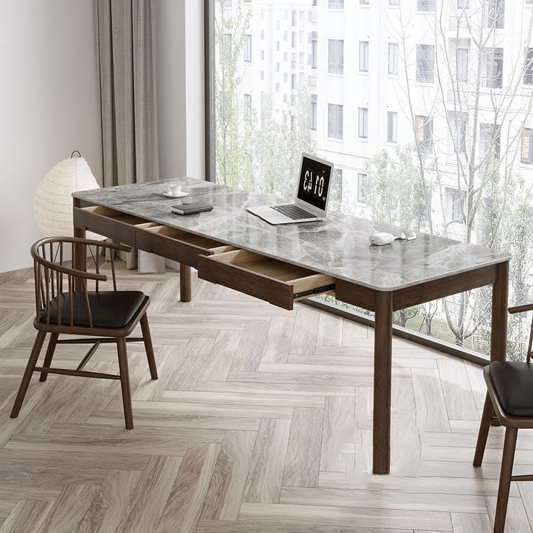 Bureau d'écriture de style industriel Bureau de tâche de forme rectangulaire en brun pour le bureau