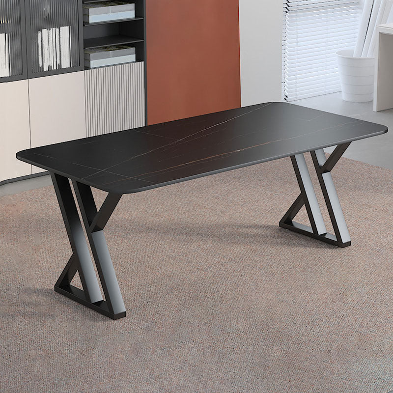 Industrial Style Task Desk Rectangular Shaped Office Desk in Grey/White/Black Black Clearhalo 'furn' 'furn_office_desk' 'Furniture' 'Office Desks' 'Office Furniture' 'office_desk' 7114607