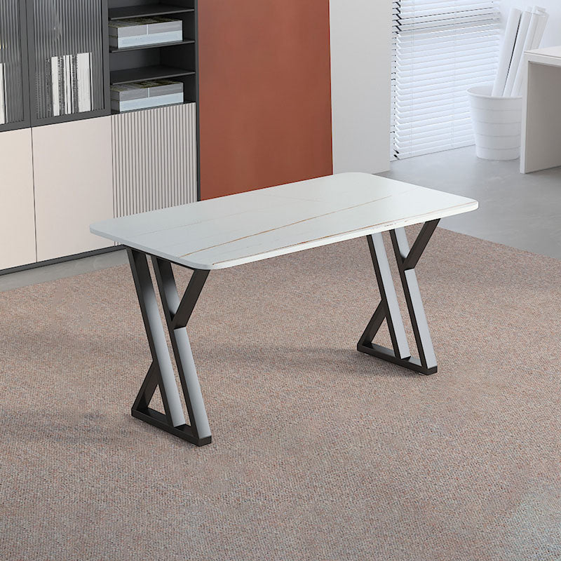 Industrial Style Task Desk Rectangular Shaped Office Desk in Grey/White/Black 51.2"L x 27.6"W x 29.5"H White Clearhalo 'furn' 'furn_office_desk' 'Furniture' 'Office Desks' 'Office Furniture' 'office_desk' 7114613