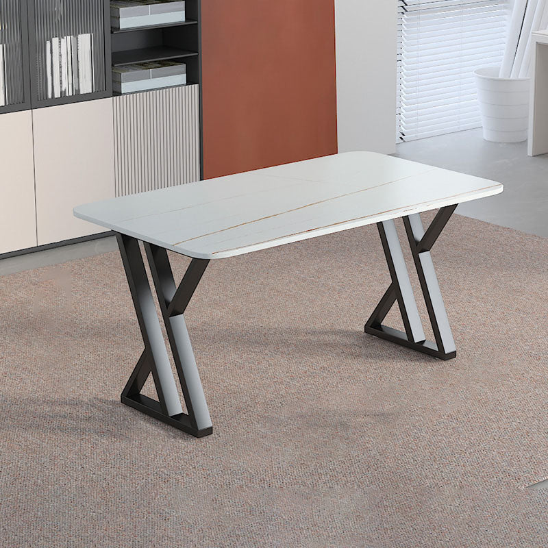 Industrial Style Task Desk Rectangular Shaped Office Desk in Grey/White/Black 55.1"L x 31.5"W x 29.5"H White Clearhalo 'furn' 'furn_office_desk' 'Furniture' 'Office Desks' 'Office Furniture' 'office_desk' 7114614