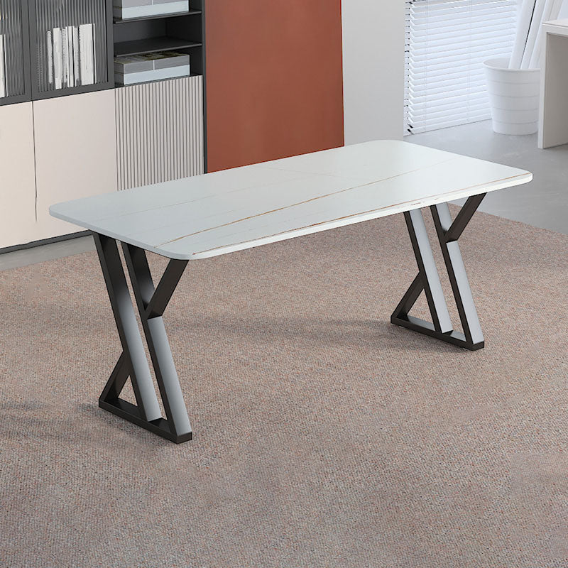 Industrial Style Task Desk Rectangular Shaped Office Desk in Grey/White/Black 63"L x 31.5"W x 29.5"H White Clearhalo 'furn' 'furn_office_desk' 'Furniture' 'Office Desks' 'Office Furniture' 'office_desk' 7114616