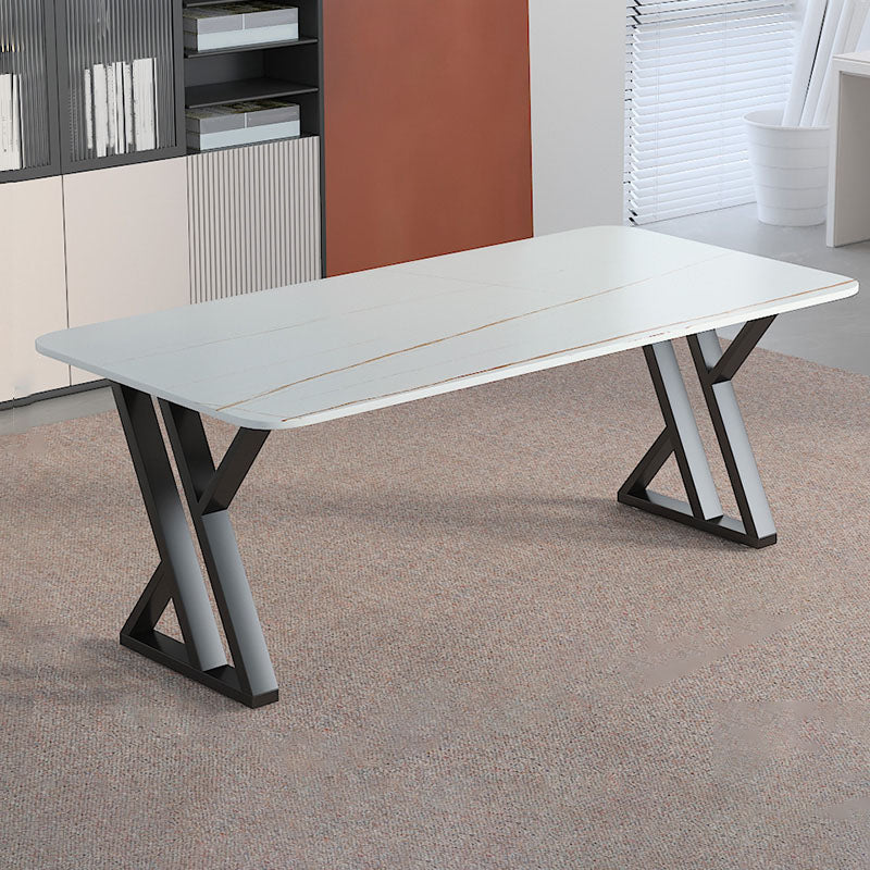Industrial Style Task Desk Rectangular Shaped Office Desk in Grey/White/Black 70.9"L x 35.4"W x 29.5"H White Clearhalo 'furn' 'furn_office_desk' 'Furniture' 'Office Desks' 'Office Furniture' 'office_desk' 7114619