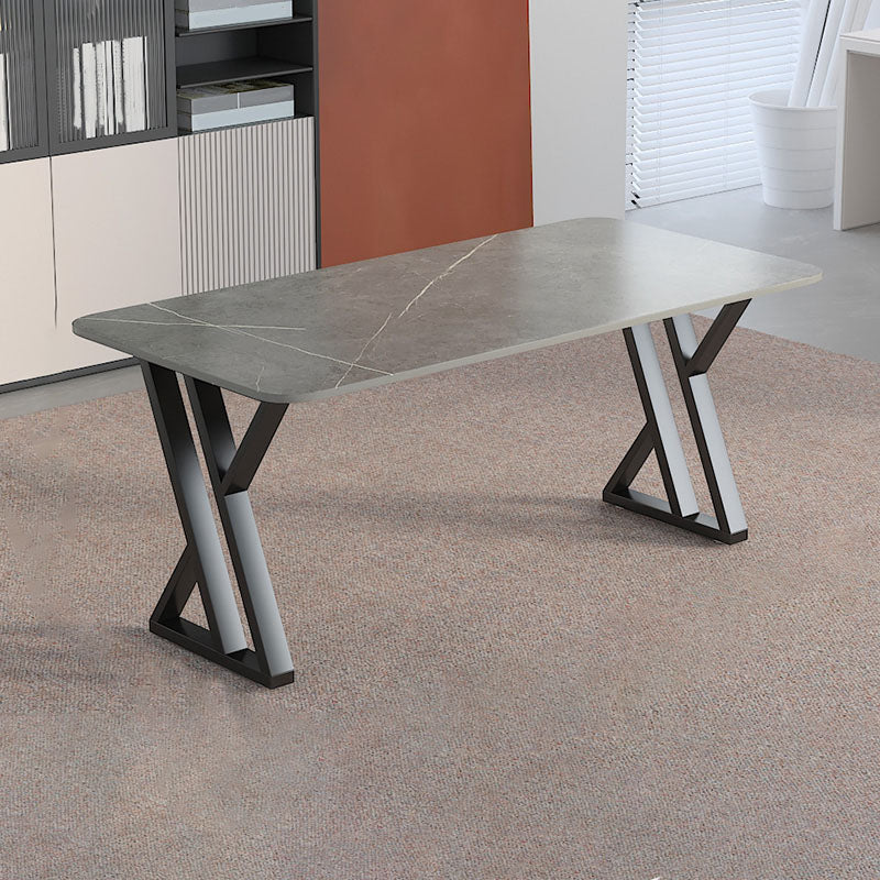 Industrial Style Task Desk Rectangular Shaped Office Desk in Grey/White/Black 63"L x 31.5"W x 29.5"H Grey Clearhalo 'furn' 'furn_office_desk' 'Furniture' 'Office Desks' 'Office Furniture' 'office_desk' 7114625