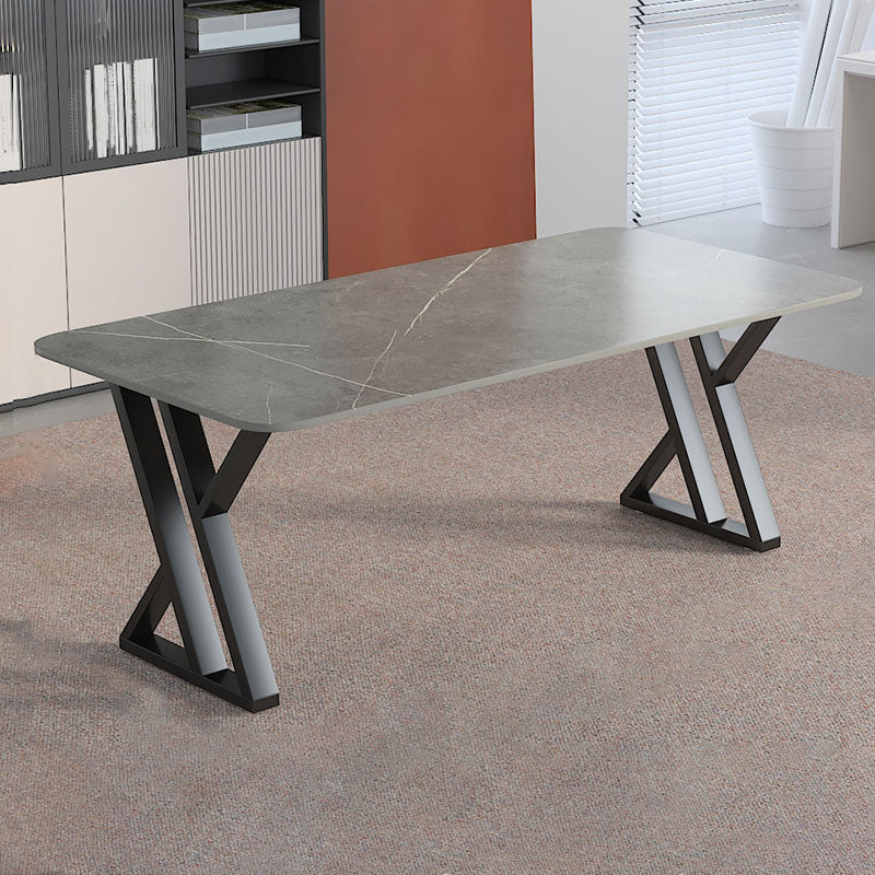 Industrial Style Task Desk Rectangular Shaped Office Desk in Grey/White/Black 70.9"L x 35.4"W x 29.5"H Grey Clearhalo 'furn' 'furn_office_desk' 'Furniture' 'Office Desks' 'Office Furniture' 'office_desk' 7114626