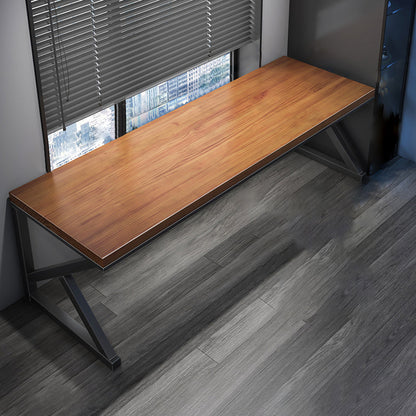 Bureau de bureau en bois massif bureau d'ordinateur de finition antique avec des jambes en métal