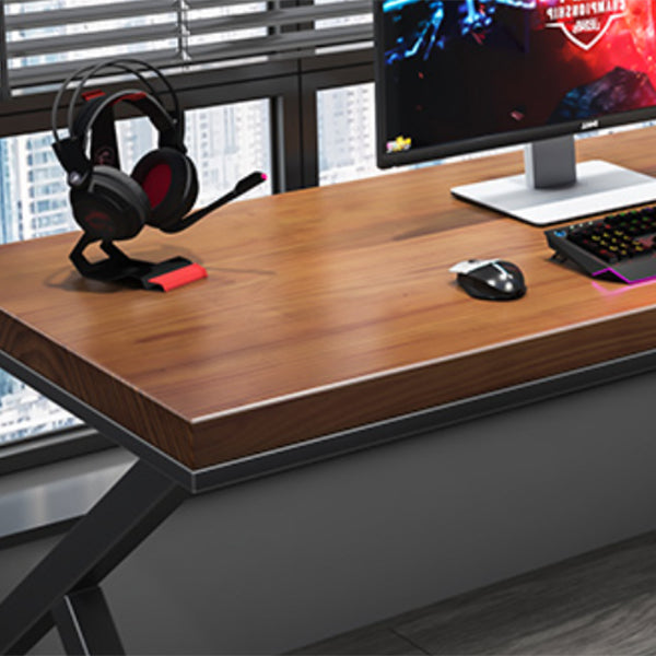 Bureau de bureau en bois massif bureau d'ordinateur de finition antique avec des jambes en métal