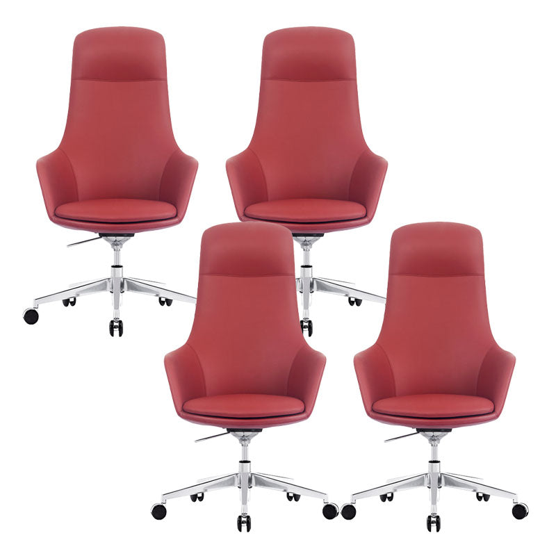 Modern Swivel Chair Desk Chair Faux Leather Executive Managers Chair 4 Piece Set High-Back (Over 22 in.) Clearhalo 'furn' 'furn_office_chair' 'Furniture' 'Office Chairs' 'Office Furniture' 'office_chair' 7115493