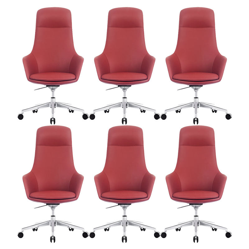 Modern Swivel Chair Desk Chair Faux Leather Executive Managers Chair 6 Piece Set High-Back (Over 22 in.) Clearhalo 'furn' 'furn_office_chair' 'Furniture' 'Office Chairs' 'Office Furniture' 'office_chair' 7115495