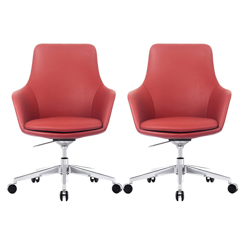 Modern Swivel Chair Desk Chair Faux Leather Executive Managers Chair 2 Piece Set Mid-Back (14-22 in.) Clearhalo 'furn' 'furn_office_chair' 'Furniture' 'Office Chairs' 'Office Furniture' 'office_chair' 7115501