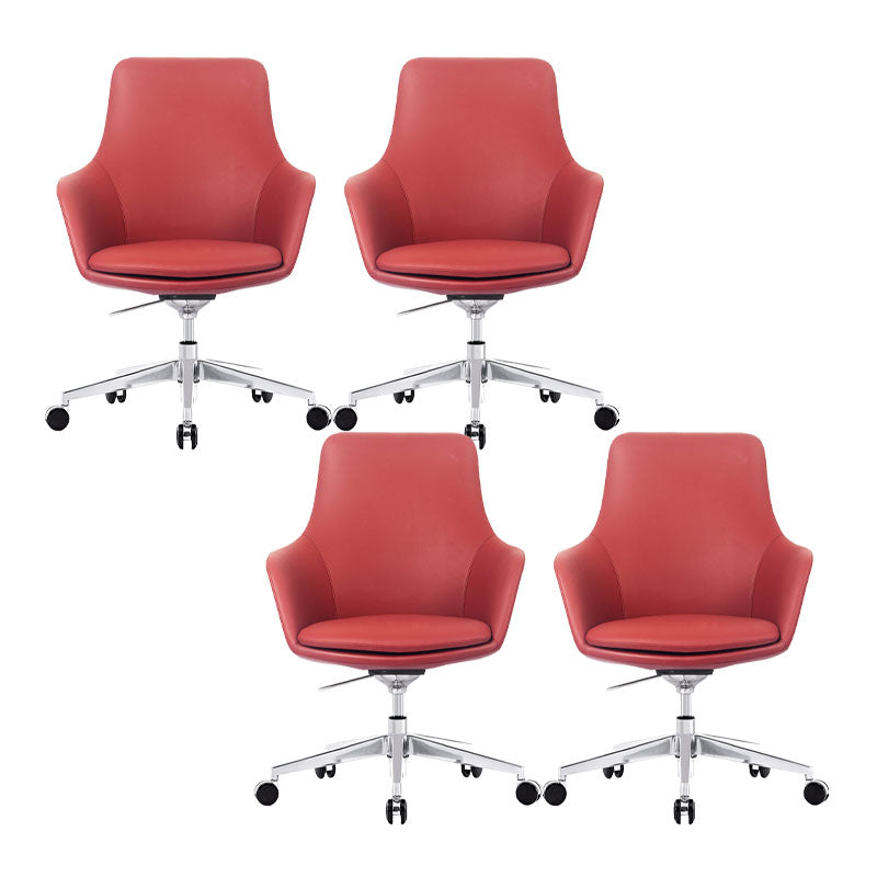 Modern Swivel Chair Desk Chair Faux Leather Executive Managers Chair 4 Piece Set Mid-Back (14-22 in.) Clearhalo 'furn' 'furn_office_chair' 'Furniture' 'Office Chairs' 'Office Furniture' 'office_chair' 7115504