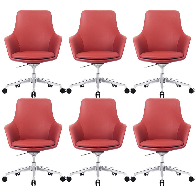 Modern Swivel Chair Desk Chair Faux Leather Executive Managers Chair 6 Piece Set Mid-Back (14-22 in.) Clearhalo 'furn' 'furn_office_chair' 'Furniture' 'Office Chairs' 'Office Furniture' 'office_chair' 7115505