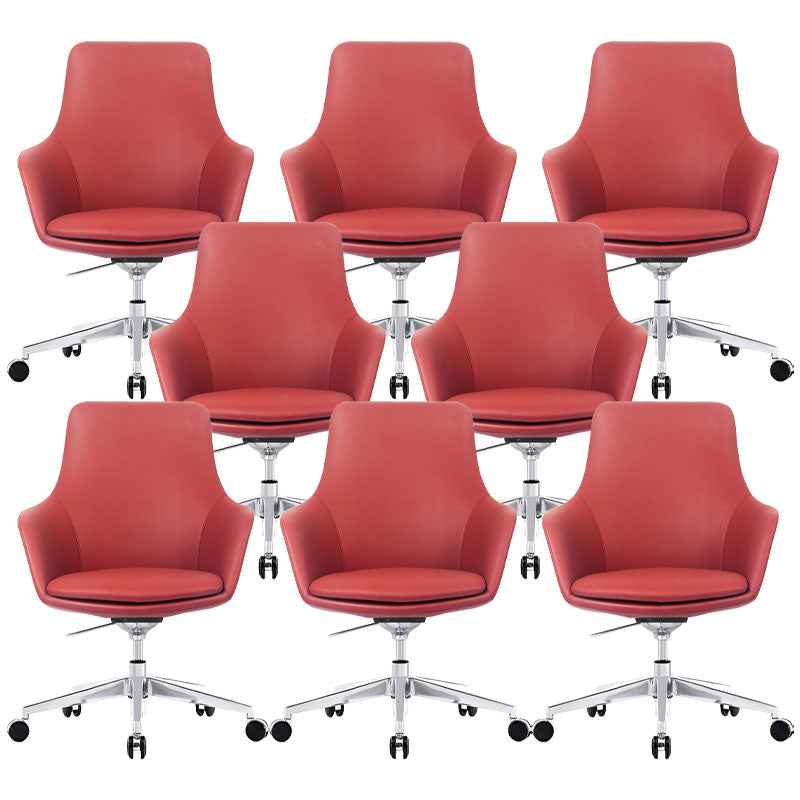 Modern Swivel Chair Desk Chair Faux Leather Executive Managers Chair 8 Piece Set Mid-Back (14-22 in.) Clearhalo 'furn' 'furn_office_chair' 'Furniture' 'Office Chairs' 'Office Furniture' 'office_chair' 7115506