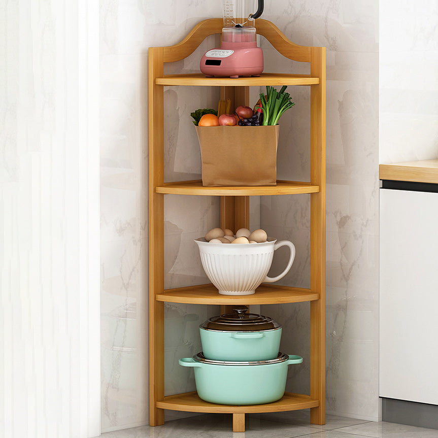 Mid Century Bamboo Corner Chest 12.2" Triangle Accent Chest with Storage Shelves Natural 4 Clearhalo 'Cabinets & Chests' 'cabinets_chests' 'furn' 'furn_cabinets_chests' 'Furniture' 'Living Room Furniture' 7117383