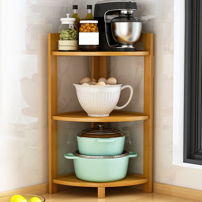 Mid Century Bamboo Corner Chest 12.2" Triangle Accent Chest with Storage Shelves Natural 3 Clearhalo 'Cabinets & Chests' 'cabinets_chests' 'furn' 'furn_cabinets_chests' 'Furniture' 'Living Room Furniture' 7117385