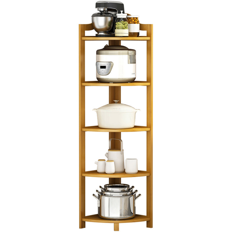 Mid Century Bamboo Corner Chest 12.2" Triangle Accent Chest with Storage Shelves Clearhalo 'Cabinets & Chests' 'cabinets_chests' 'furn' 'furn_cabinets_chests' 'Furniture' 'Living Room Furniture' 7117390