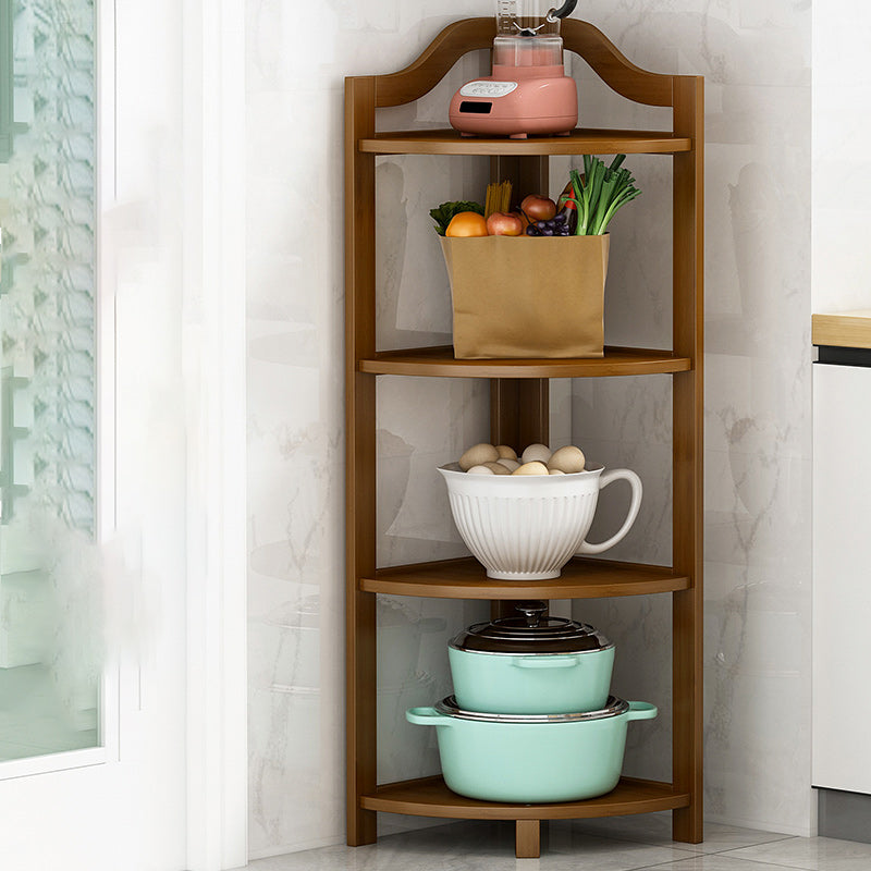 Mid Century Bamboo Corner Chest 12.2" Triangle Accent Chest with Storage Shelves Walnut 4 Clearhalo 'Cabinets & Chests' 'cabinets_chests' 'furn' 'furn_cabinets_chests' 'Furniture' 'Living Room Furniture' 7117391