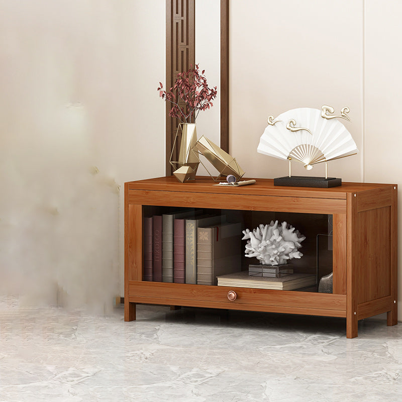 Moderno moderno accento di bambù della metà secolo in marrone con vetro