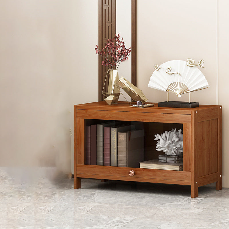 Moderno moderno accento di bambù della metà secolo in marrone con vetro