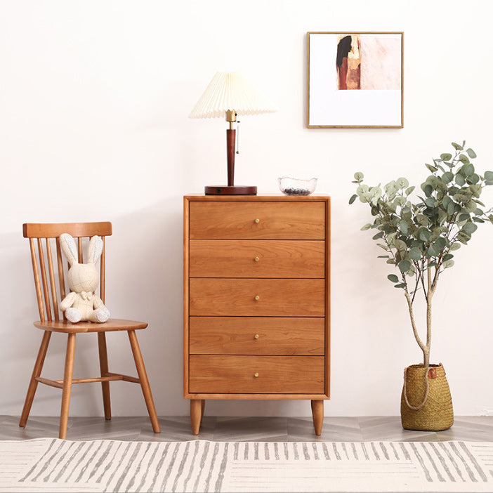 Poitrine d'accentuation en bois de pin 37,8 "de haut armoire latérale avec 5 tiroirs