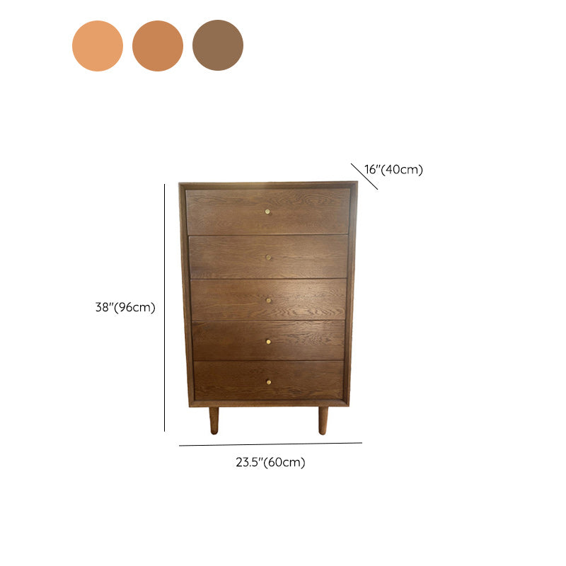 Armadio laterale alto accento in legno di pino 37,8 "con 5 cassetti